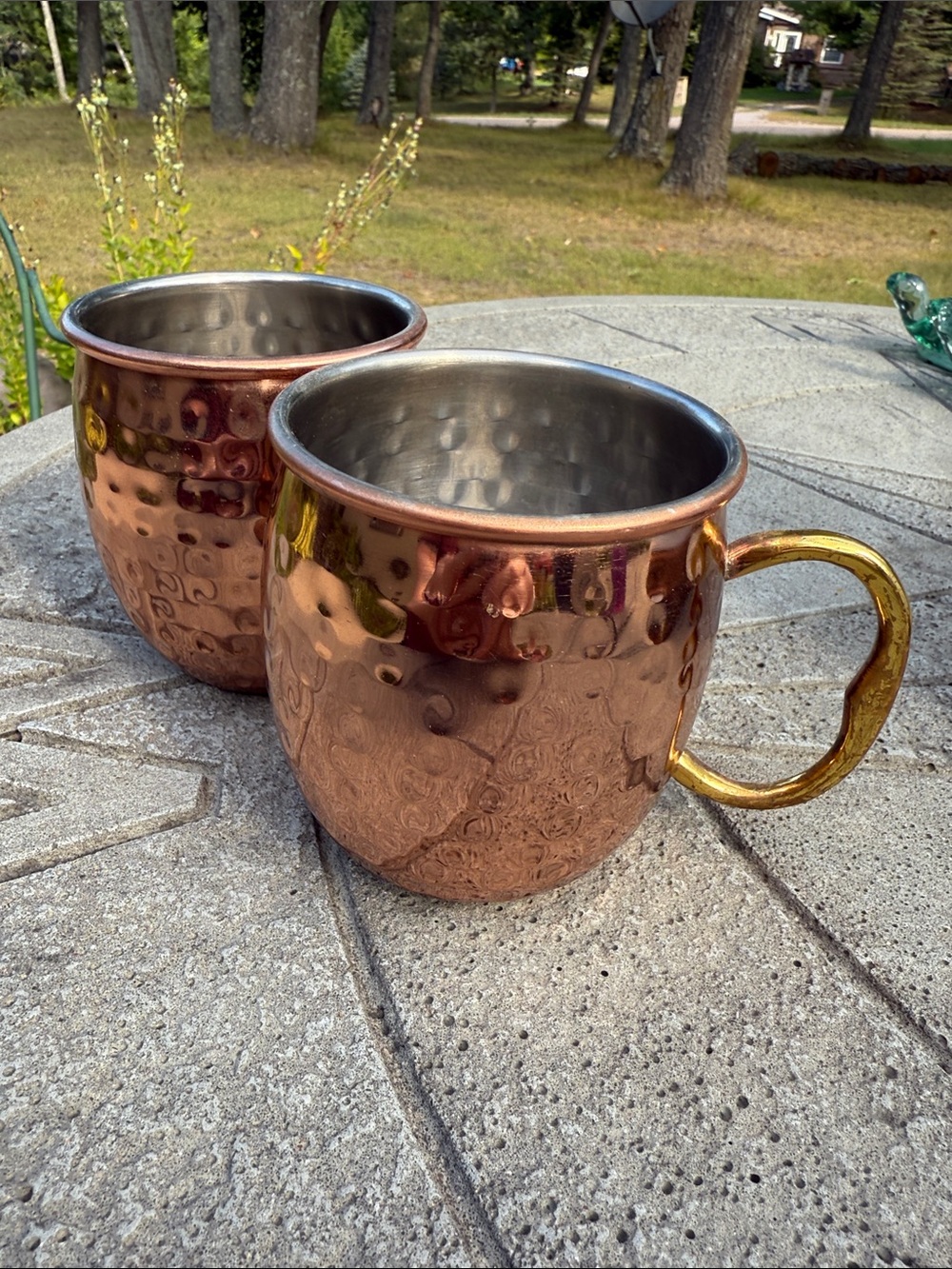 Godinger Copper Hammered Moscow Mule Mug with Gold Handle